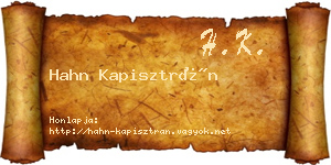 Hahn Kapisztrán névjegykártya